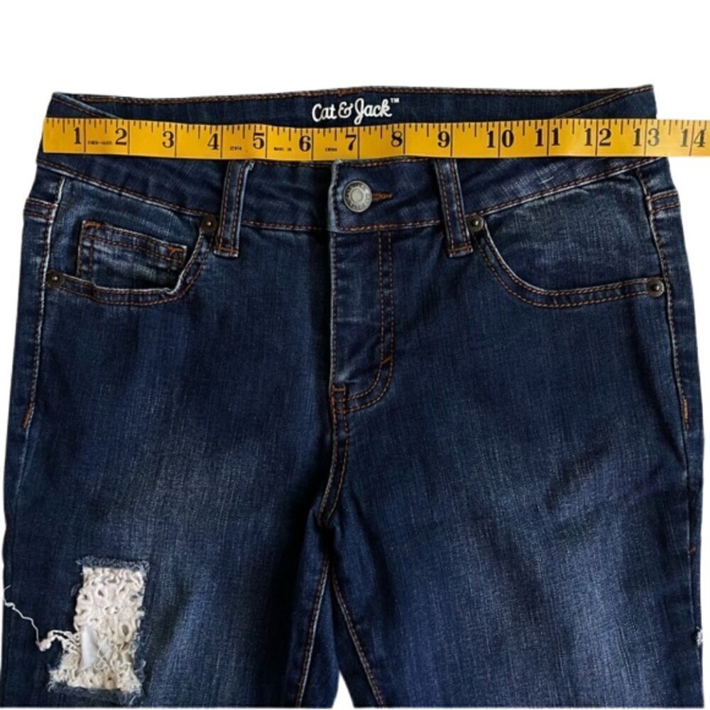 Cat & Jack Girl's Distressed Blue Jeans Size 12 - Picture 6 of 8